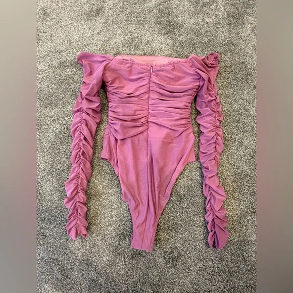 Princess Polly Mauve/Pink Ruched Bodysuit - Picture 3 of 7